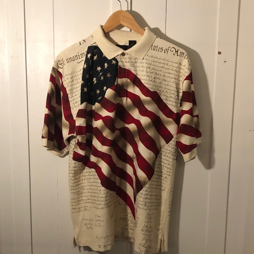 Cotton Traders Sport Polo Men’s golf shirt with American Flag New